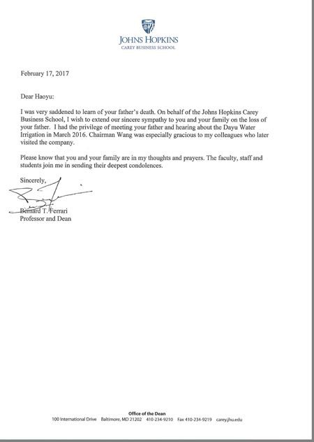 霍普金斯大学唁电 - 各界人士沉痛吊祭集团公司董事长王栋先生 - 各界人士沉痛吊祭集团公司董事长王栋先生 - 霍普,金斯,大学,唁电